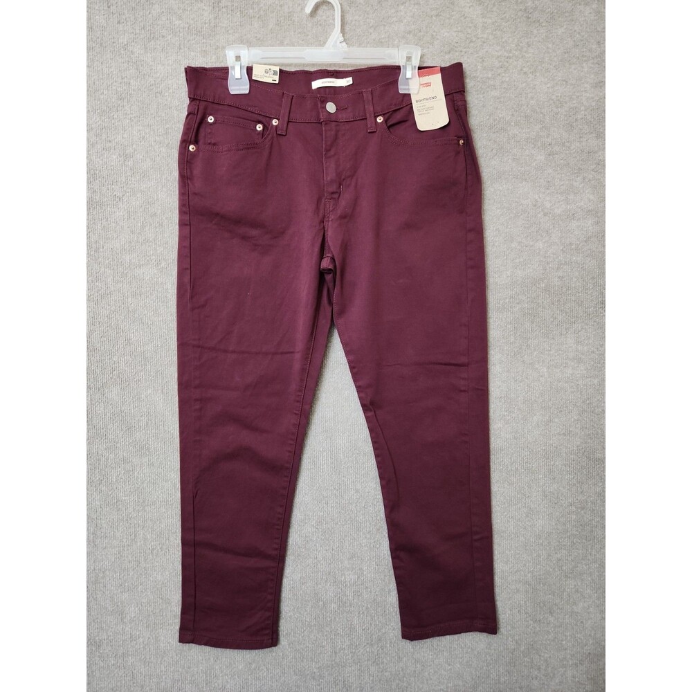 Levis Boyfriend Chino Pants Womens 30 Red Wine Relaxed Tapered Leg Stretch NEW